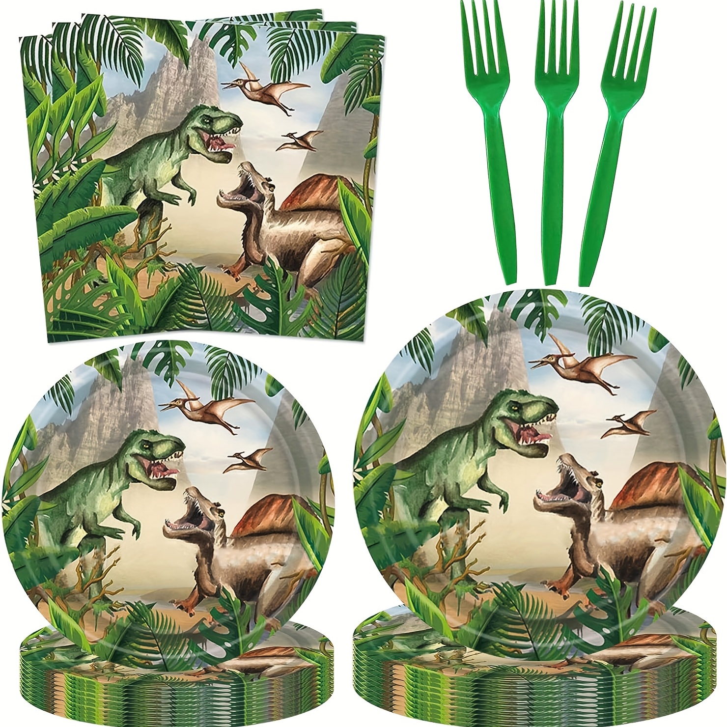 10pcs Creative Green Little Dinosaur Pattern Paper Straws (disposable)