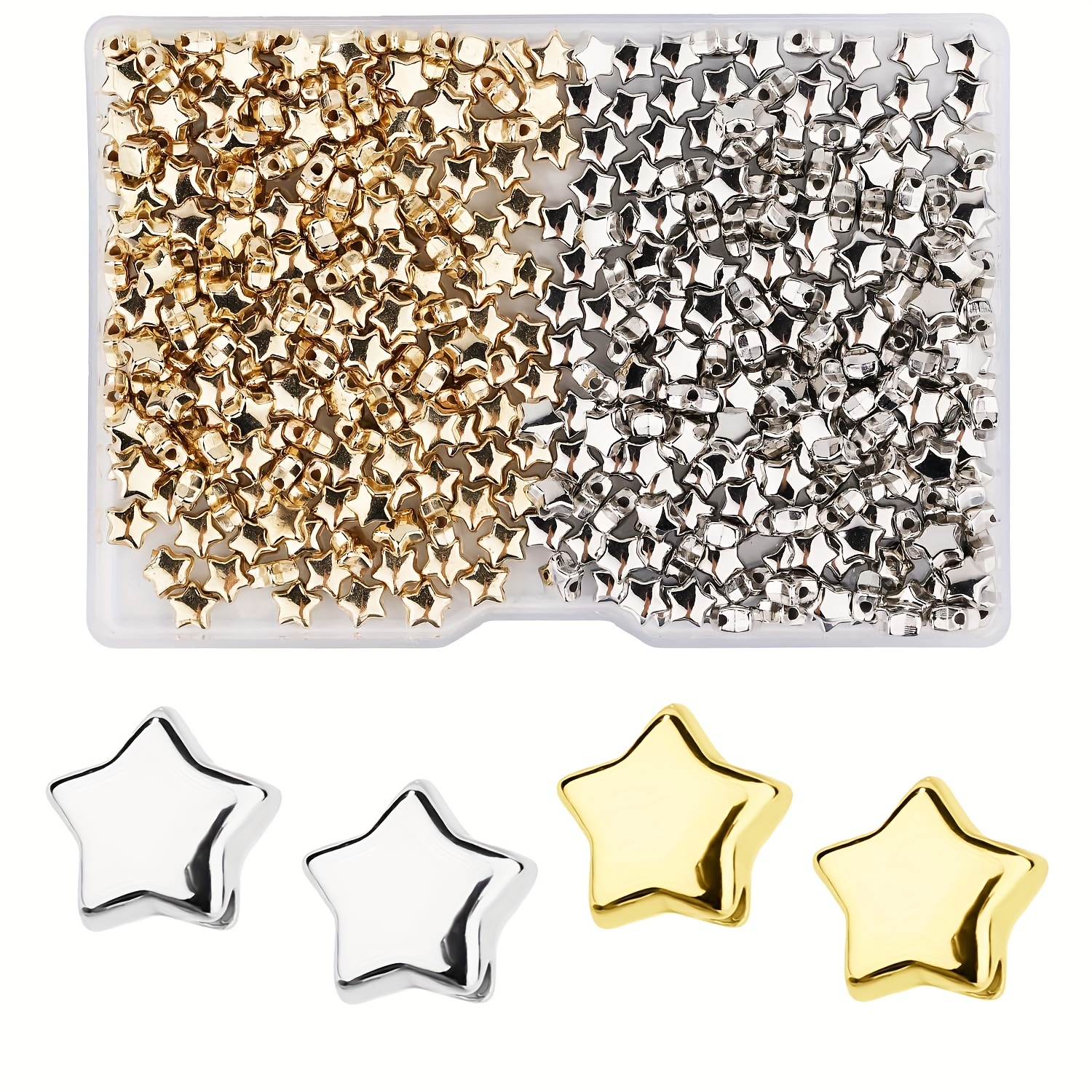 Golden Color Star Ccb Beads Diy Loose Plastic Beads Star - Temu