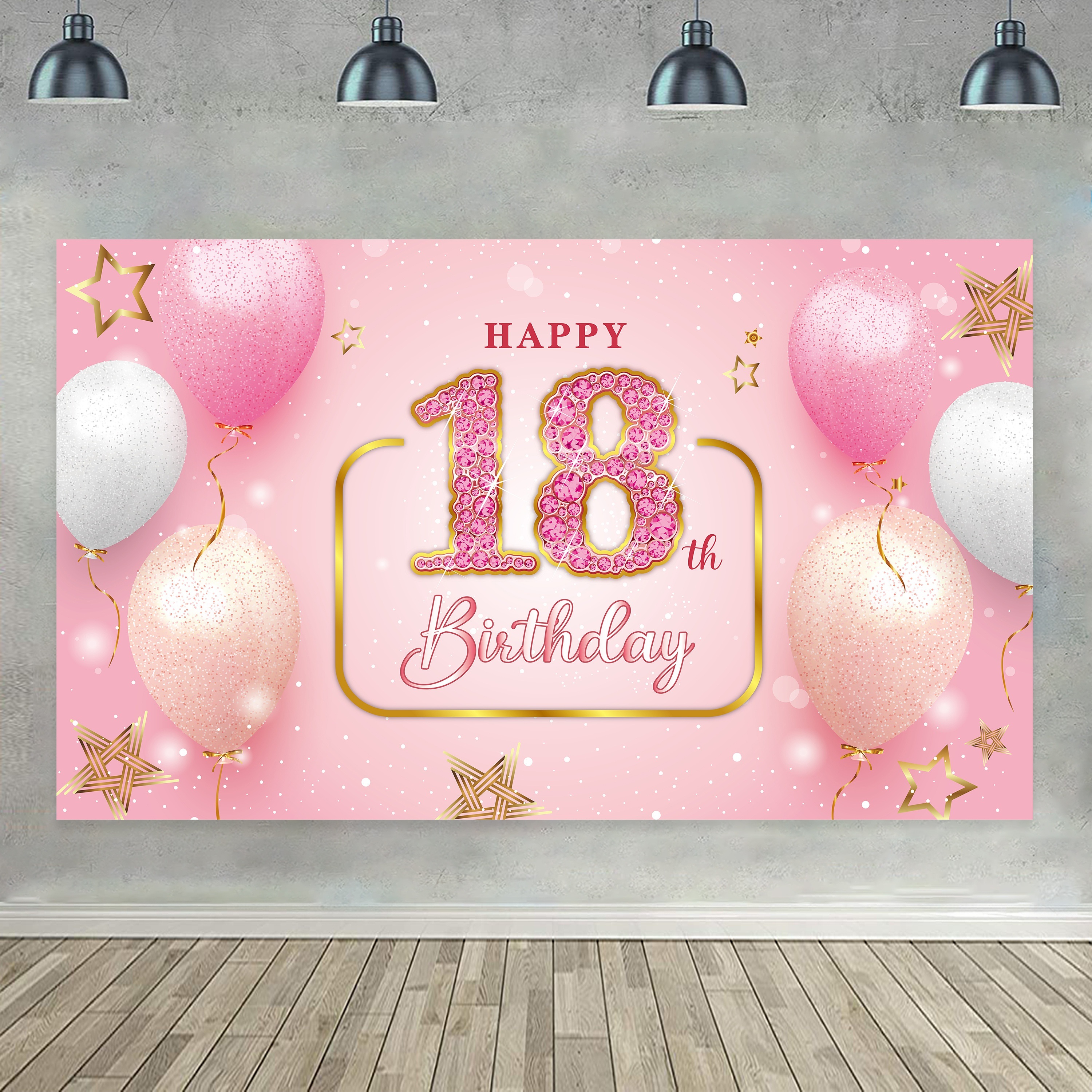 Cartel de feliz cumpleaños número 18, telón de fondo extra grande de tela  de 18 cumpleaños, cartel de fotografía para suministros de decoración de