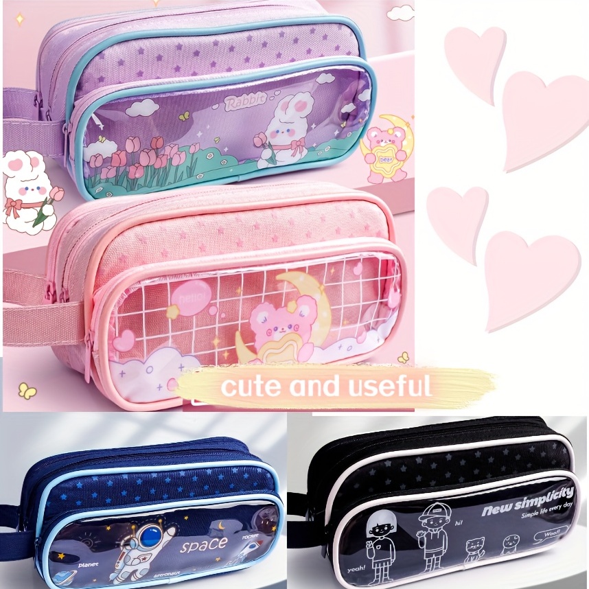 Pencil Case Large Capacity Pencil Pouch Pen Bag For Middle School College  Office Organizer For Student Teens Girls Adults (embroidery Pink)1pcs)
