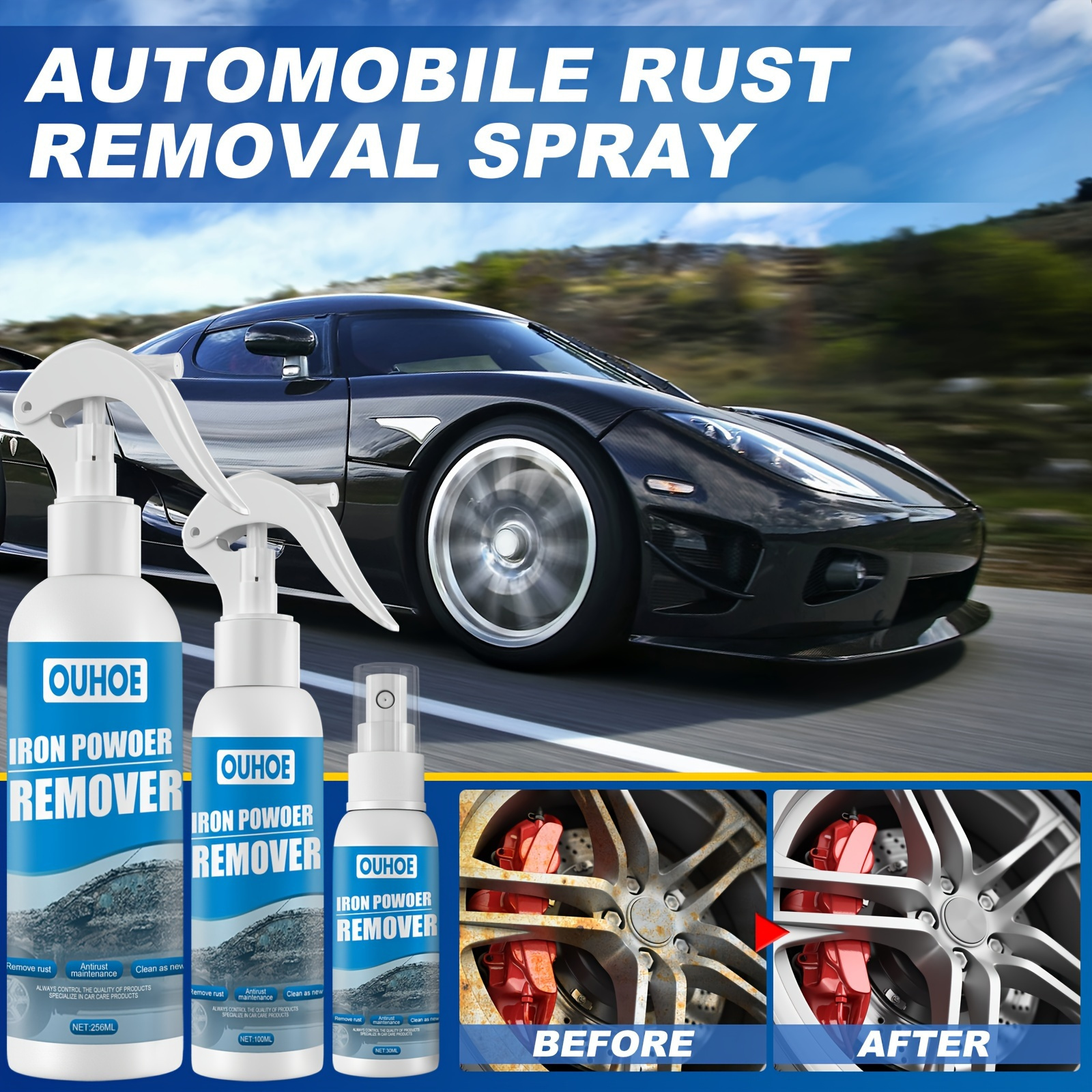 Rustout Instant Remover Spray 100ml - Rust Stain Remover - Easily Clean - for Metal Parts, Rollers, Door Hinges and Brake Parts, Anti Corrosion and An