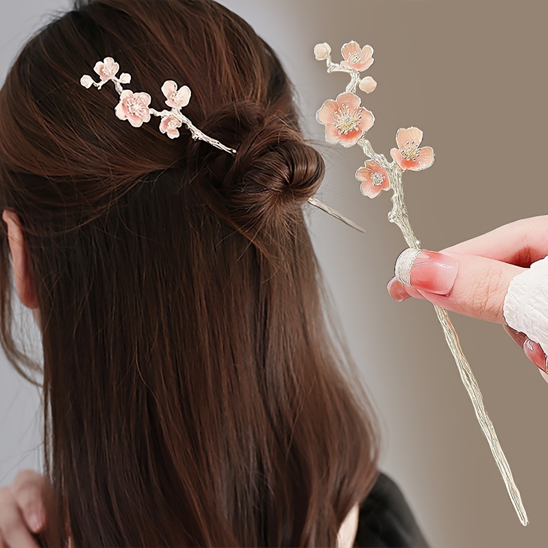 FRCOLOR 6 Pcs Hairpin Flower Hair Pin Stick Hair Barrettes for Women Dangle  Hair Pin Hair Diamonds Stick on Machine Hair Sticks for Buns Japanese Hair