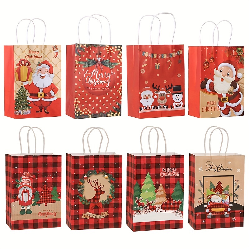 8 pzas Bolsas Regalo Navidad 8 Sacos Papel Kraft Diseños - Temu