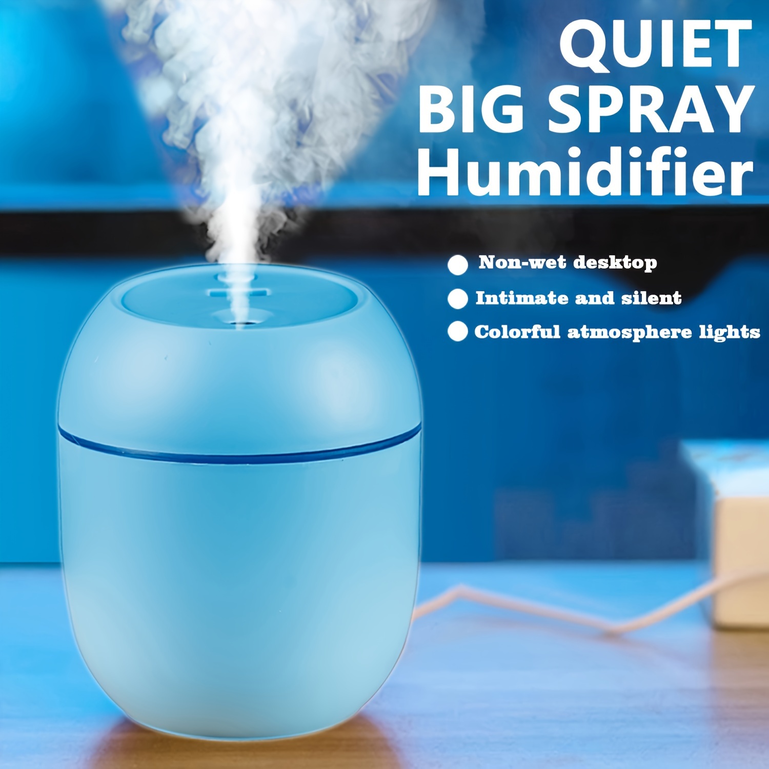 Colorful Led Night Light Ultrasonic Air Humidifier For Home - Temu
