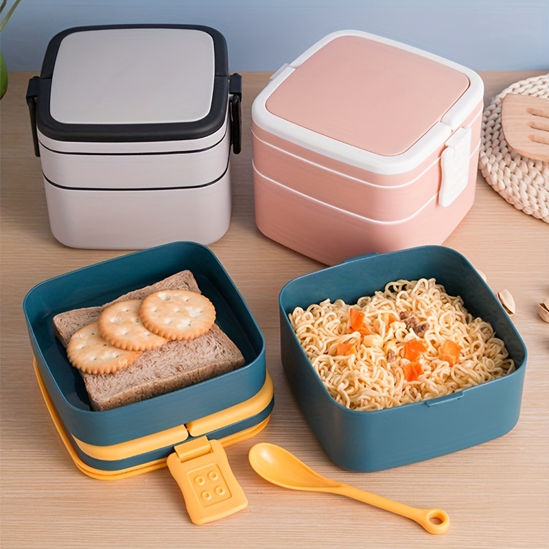 Comprar Bento Box Adult Lunch Box, 2 Layer Stackable Bento Lunch Containers  for Adult with 3 Compartments, BPA-FREE Bento Lunch Box with Utensil(49  Oz), Leak-Proof Salad Box Microwave Safe Bento Box en