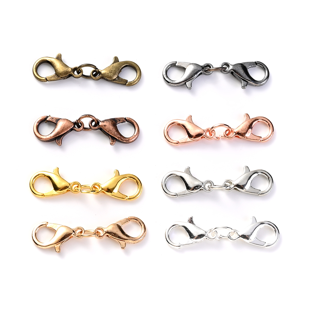 4 Pieces 25mm Double Lobster Clasp Extender Bracelet Extension Small Double  Claw Connector Clasp Bracelet Extender Necklace Shortener Clasp for DIY