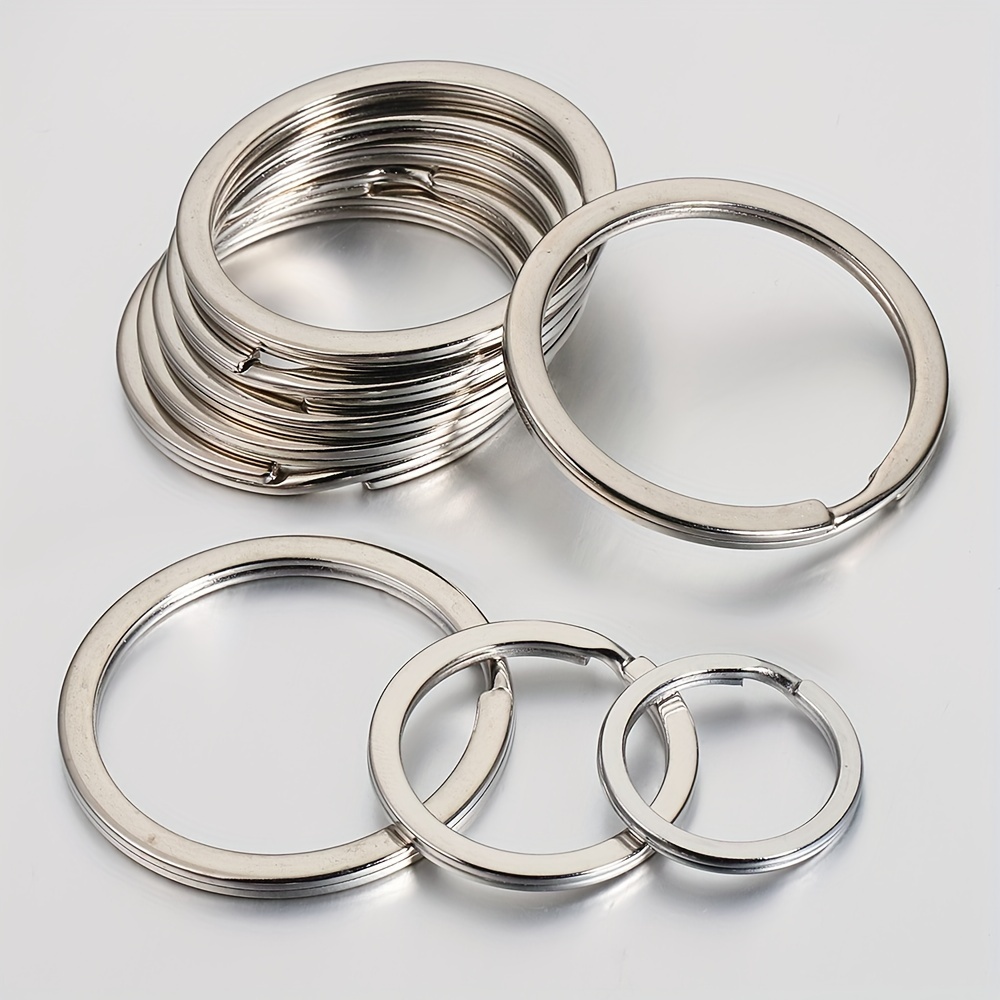 2 Inch Flat Key Rings - Large Split Key Rings - Silver Steel Round