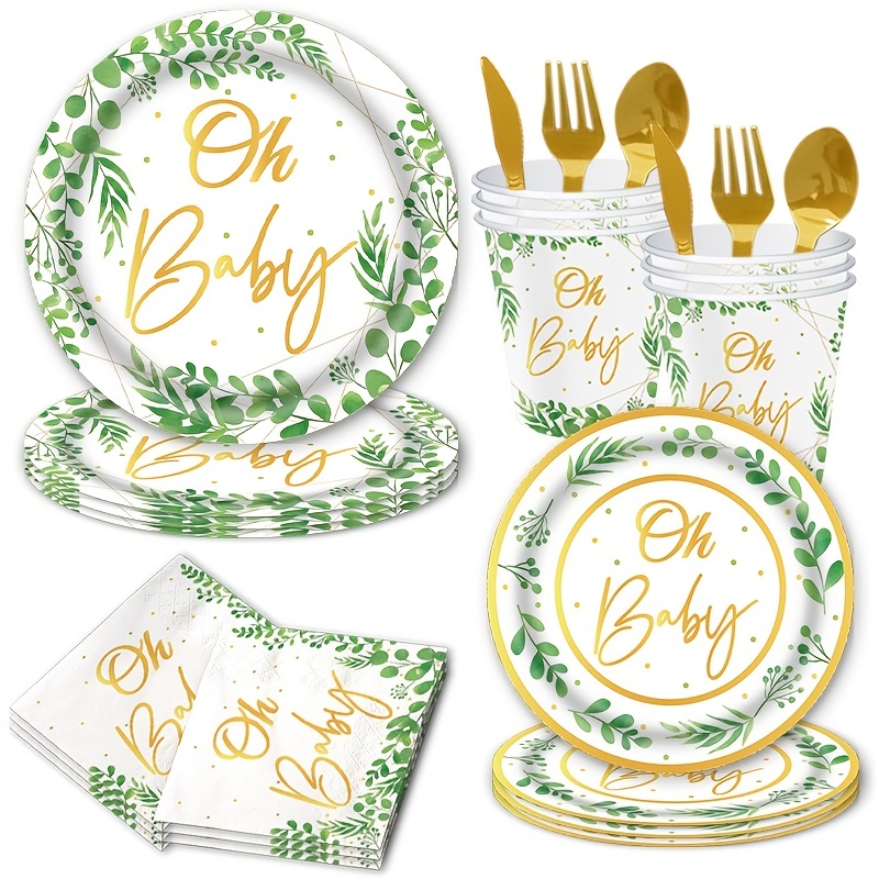 Serves 24 Orange Party Supplies, Disposable Paper Plates, Cups, and Napkins  for Birthday Party, Celebration, Picnic, Summer Event, Baby Shower, Gender