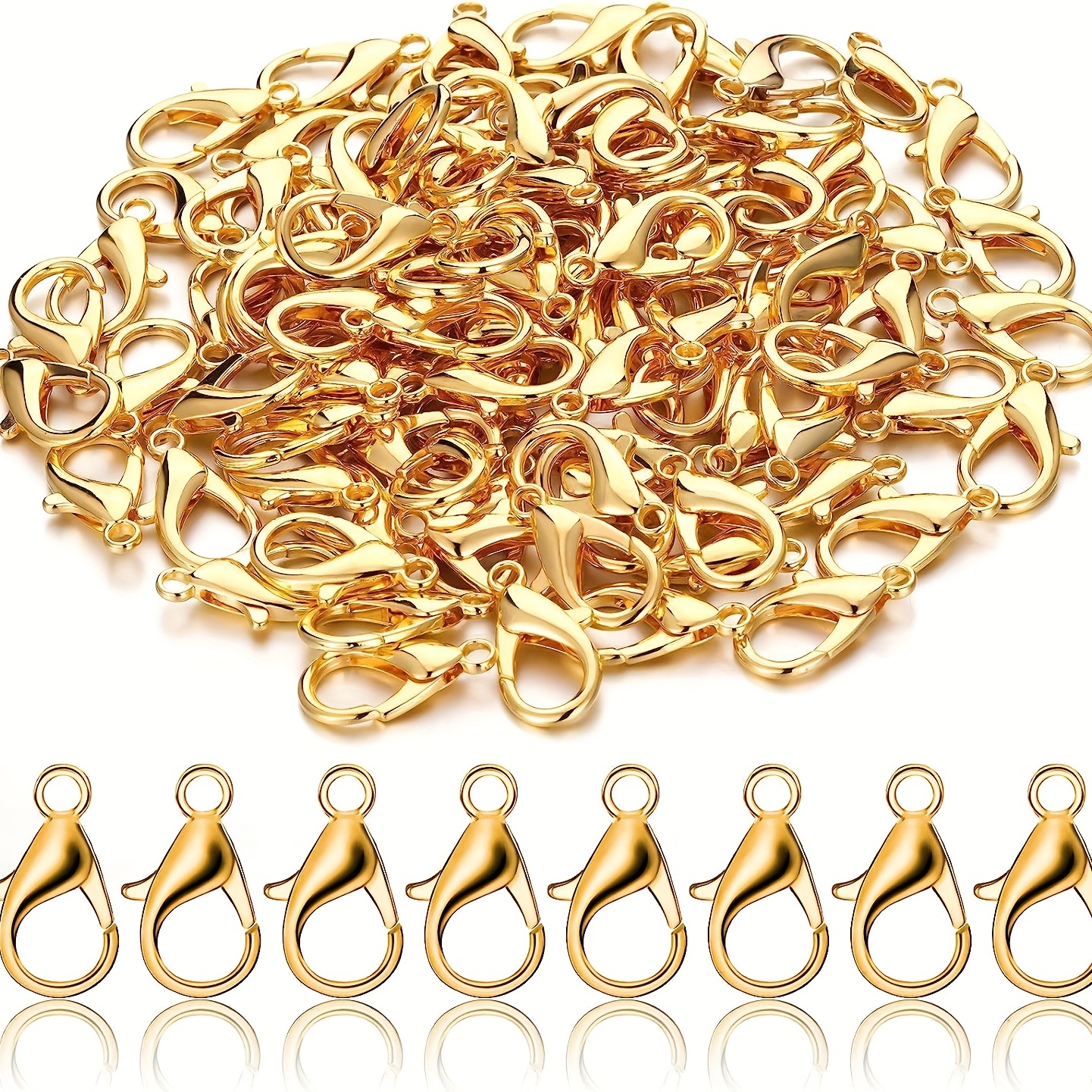 200 Pcs Lobster Clasps Curved (12x6mm) Stainless Steel Lobster Claw Clasps  for Bracelet Necklace Jewelry Making Findings Fastener Hook(White k)