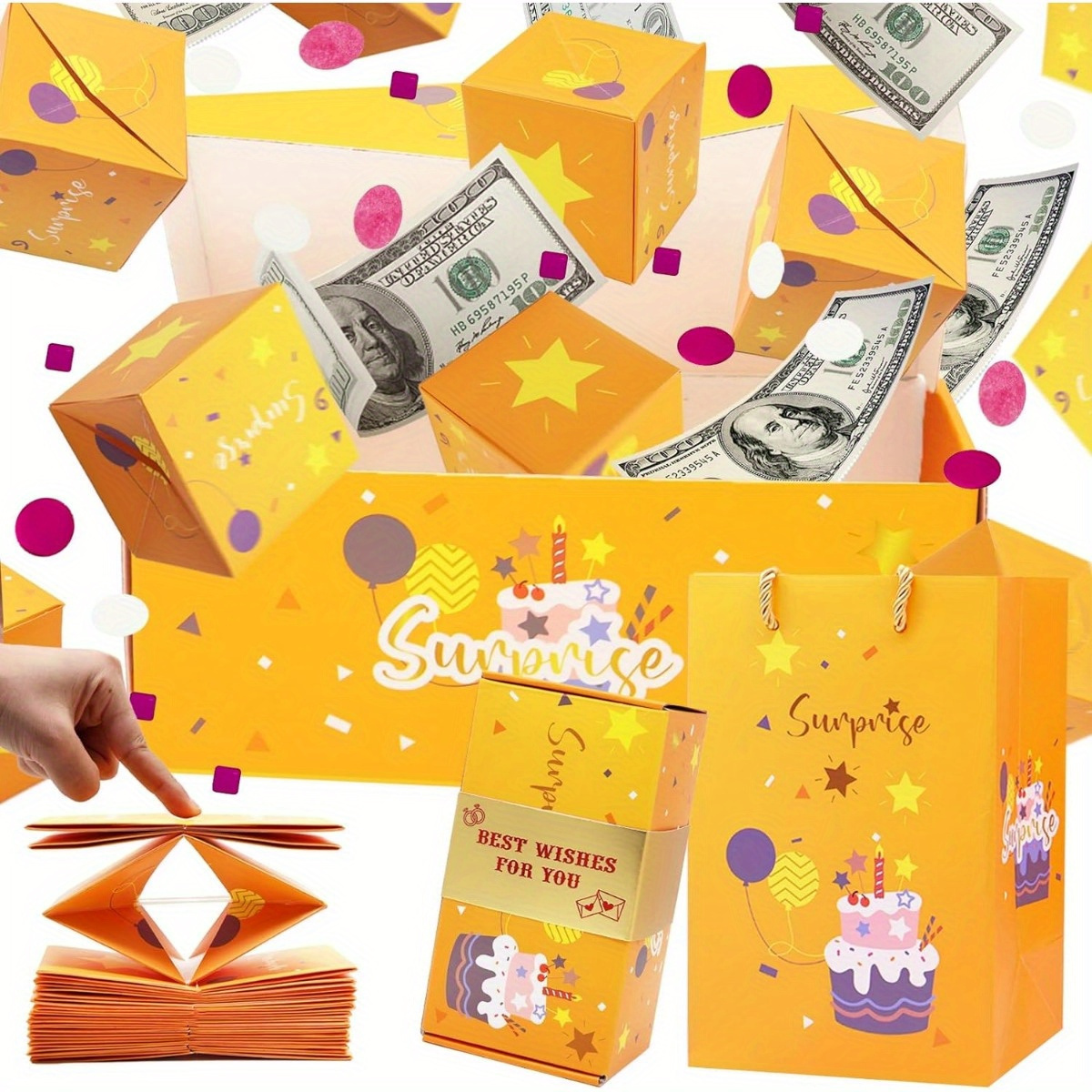 Surprise Gift Box Explosion for Money, Unique Folding Bouncing Red Envelope  Gift Box with Confetti, Cash Explosion Luxury Gift - AliExpress