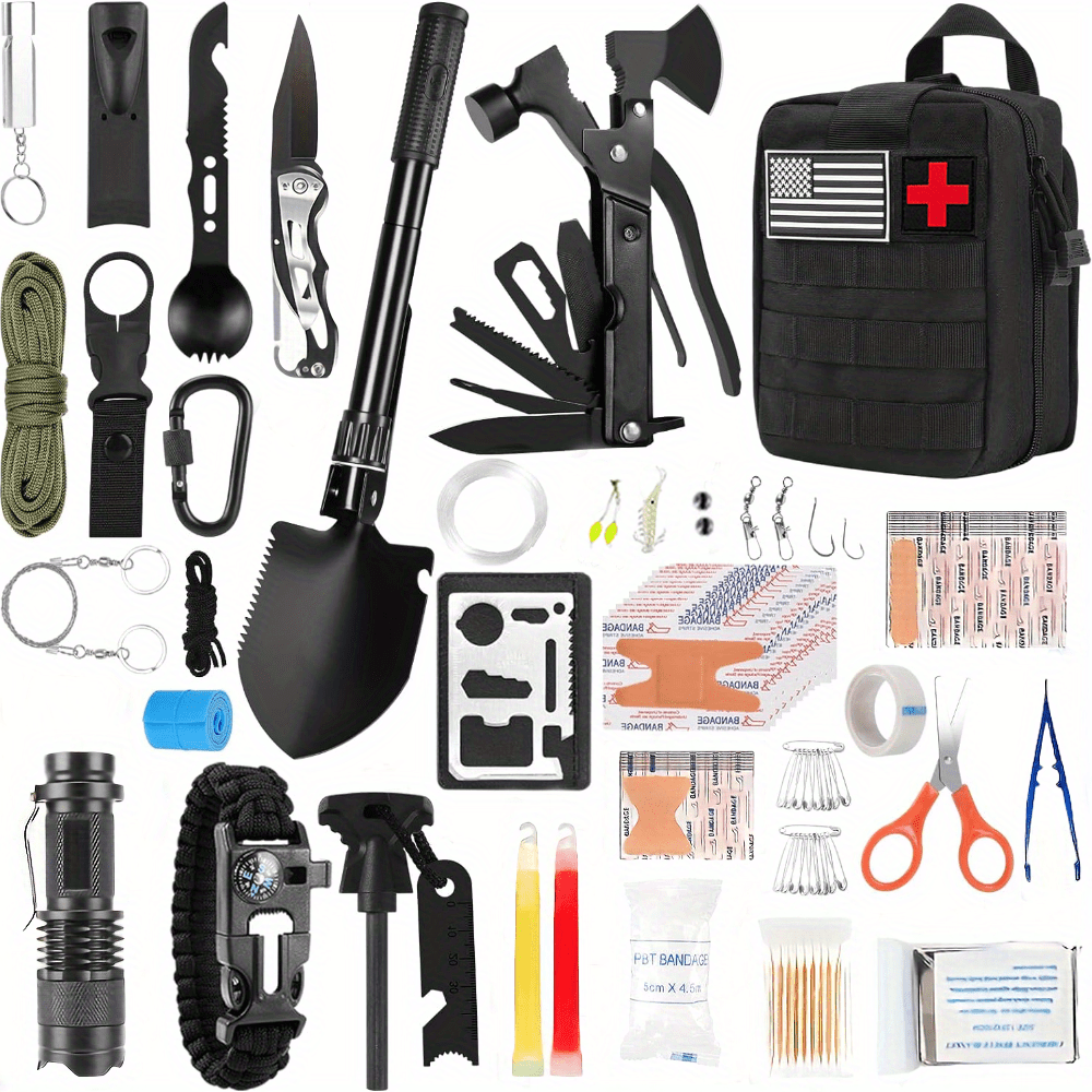 125Pcs Survival Gear Equipment Emergency Survival Kit and Tactical First  Aid Kit