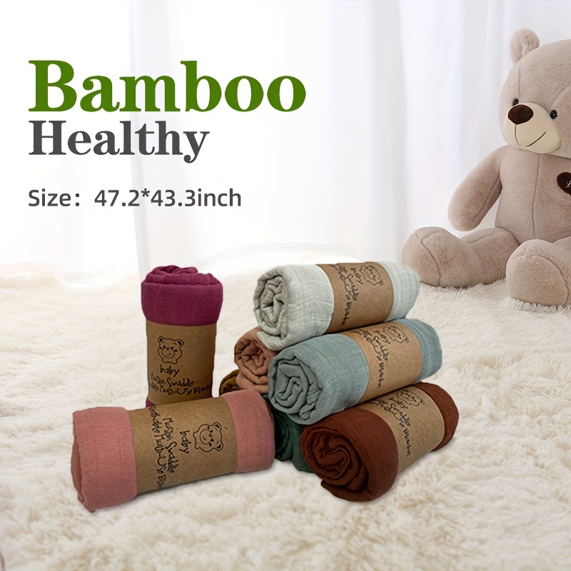  HGHG Cute Bamboo Cotton Muslin Swaddle Blankets Premium  Receiving Blanket for Boys & Girls 47 x 47 Baby Bear Blanket : Baby