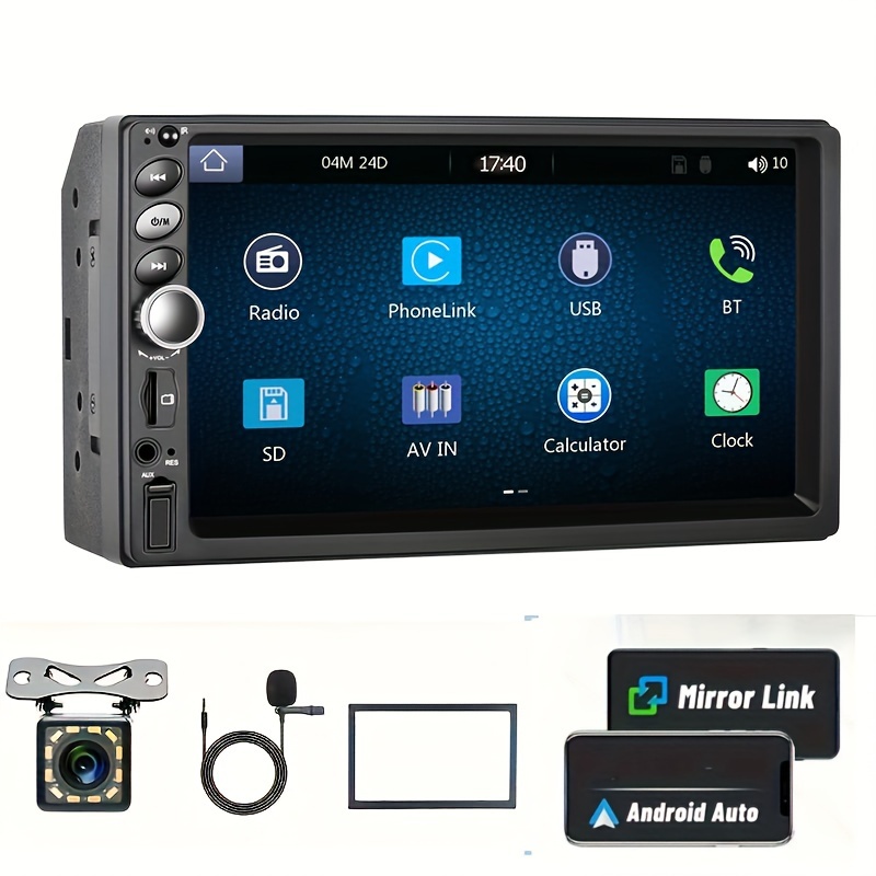 1G+32G Android Radio 10.1 pulgadas doble DIN estéreo para coche con  navegación GPS pantalla táctil Radios de coche con cámara de respaldo,  soporte
