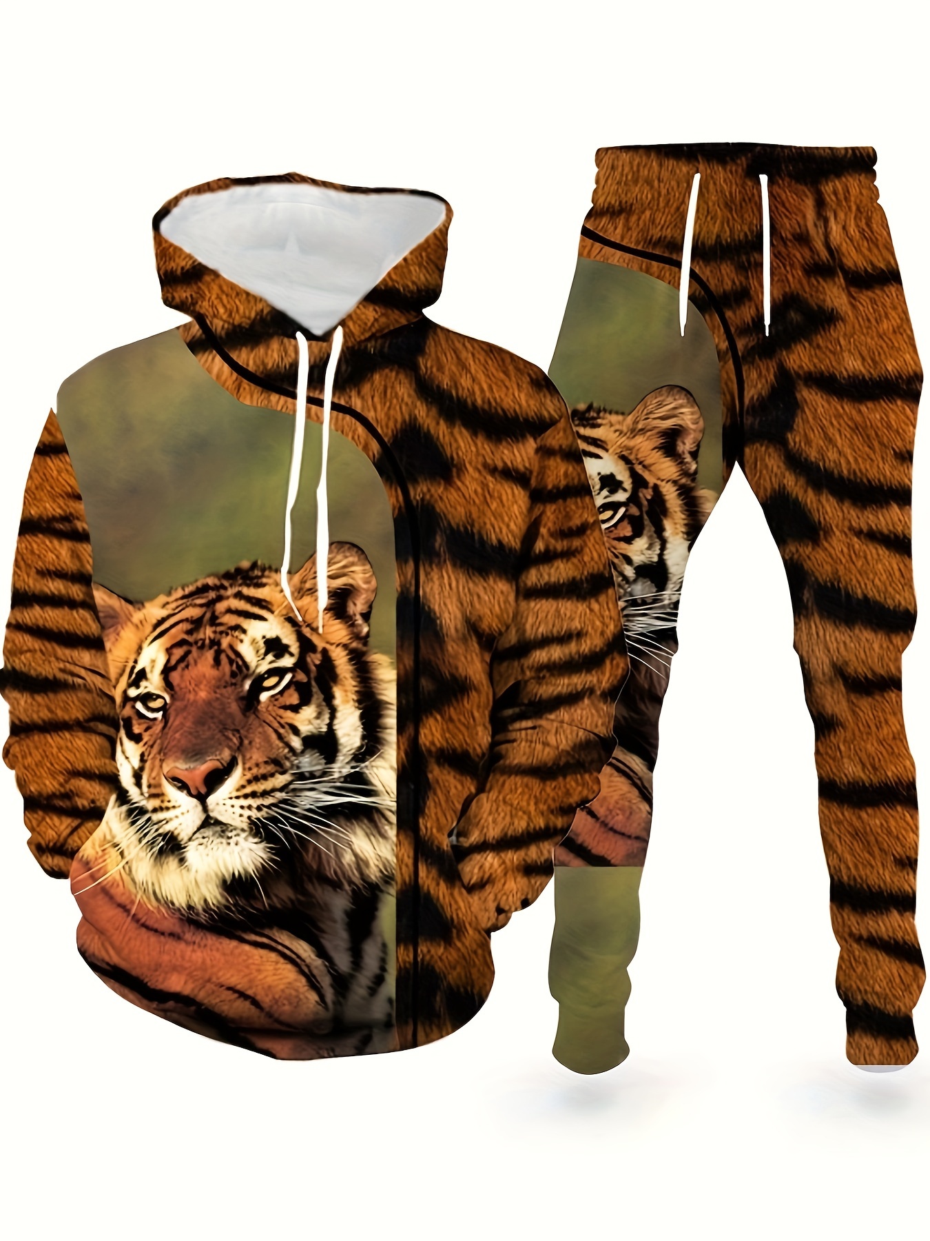 Chaqueta Con Capucha Estampado De Tigre Blanco 3D Para Hombre Sudadera De  Animal