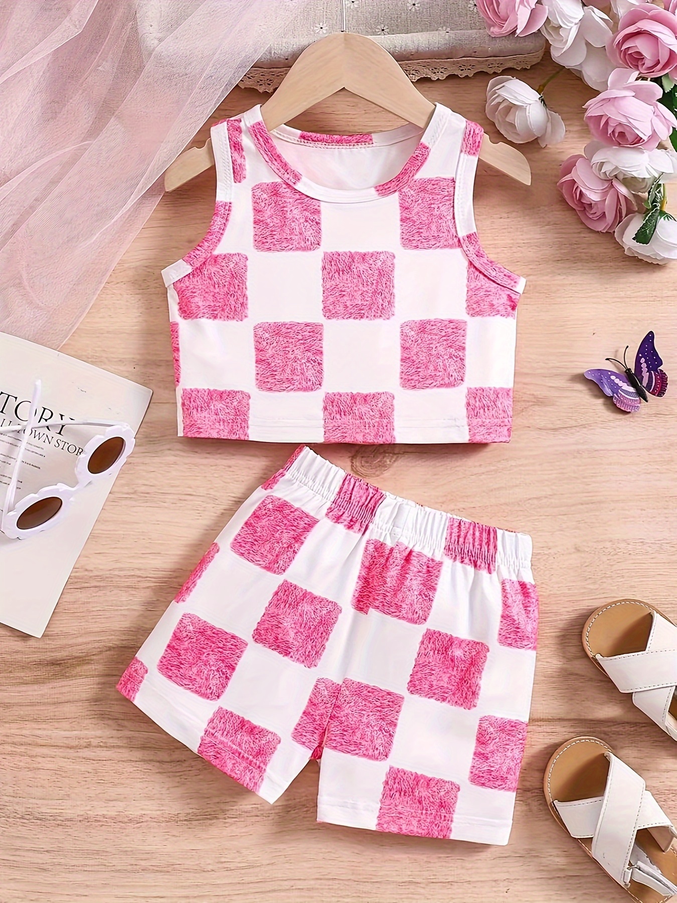 Baby Plaid Outfit Girl - Temu