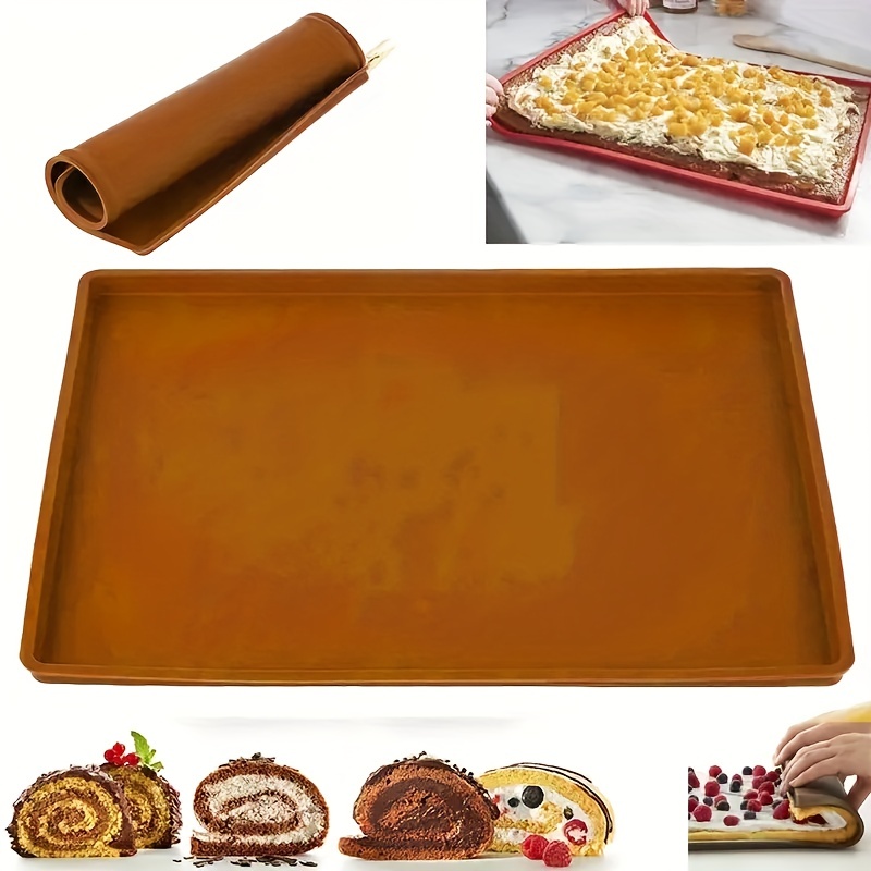 Silicone Swiss Roll Cake Mat And Oil Brush Set Baking Sheet - Temu