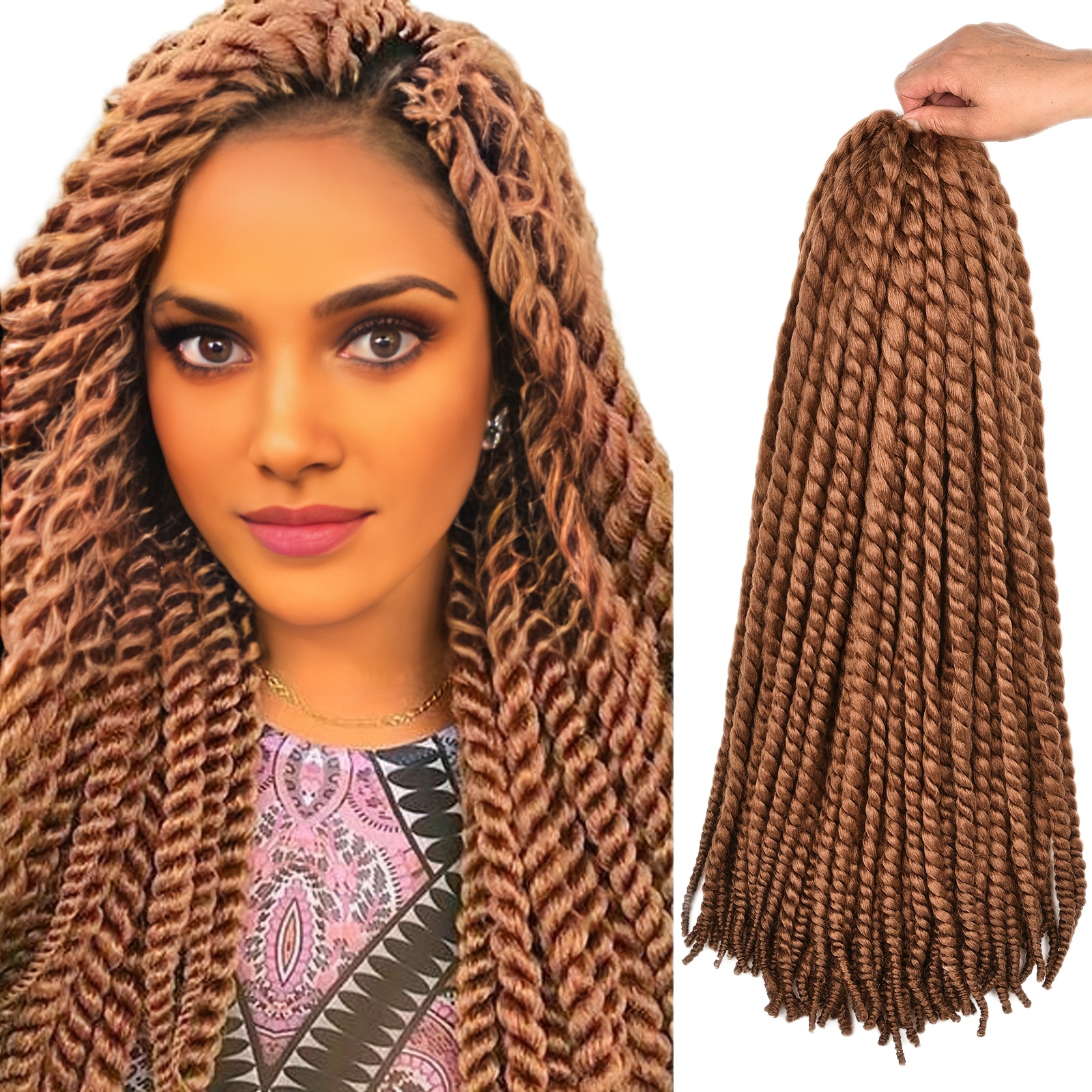 5pcs Box Braid Crochet Hair, Prelooped Straight Synthetic Hair & 1pc Needle  & 5pcs Rings