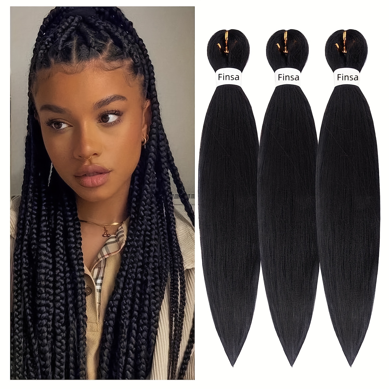 Difunee Pre stretched Braiding Hair 24 Inch 8 Packs Long Braiding Hair Pre  Stretched Hair For Braiding Hot Water Setting Synthetic Braiding Hair For