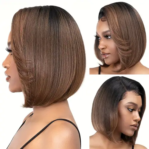 Synthetic Lace Front Bob Wig - Temu