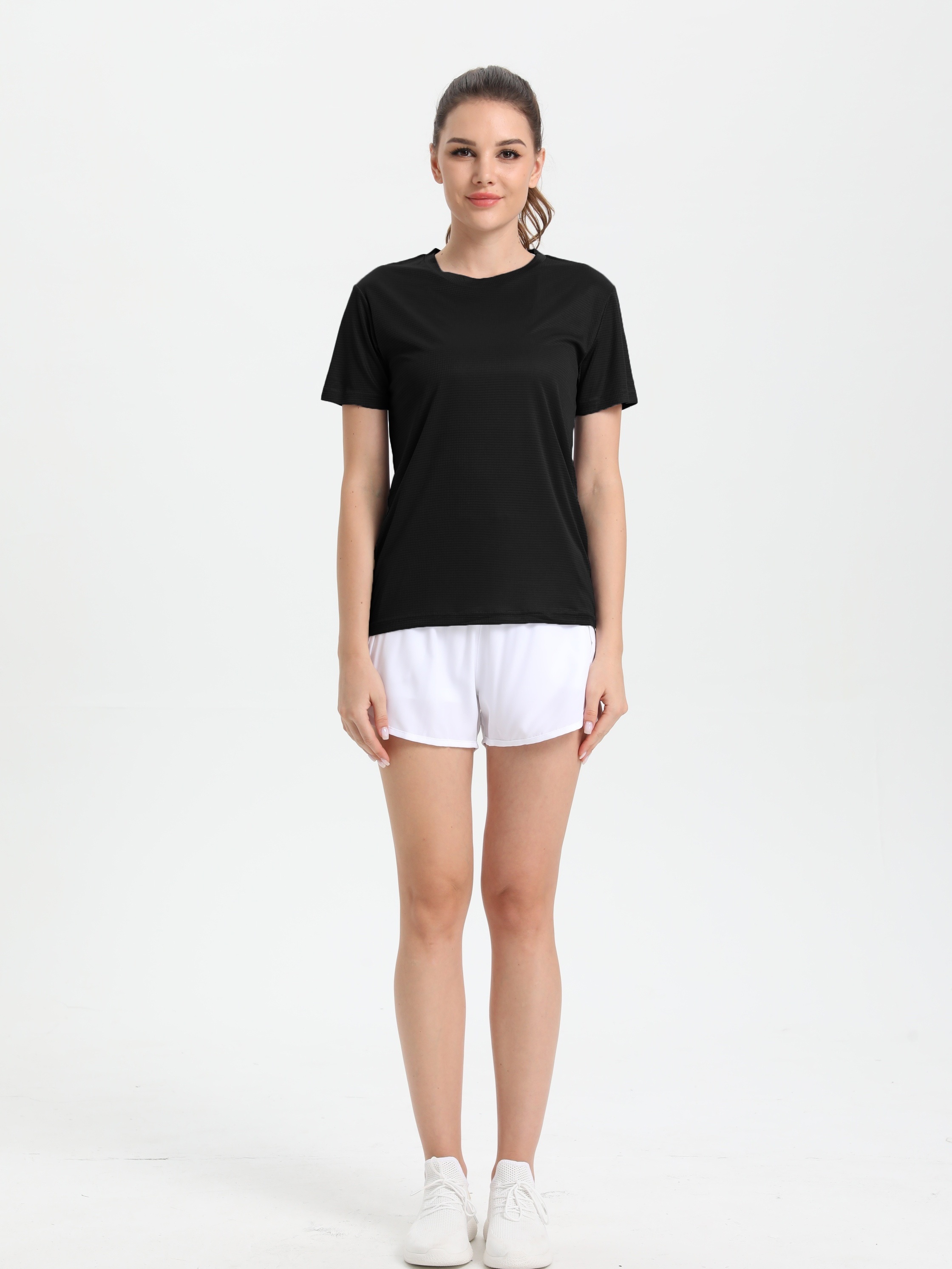 Solid Color Long Sleeve Short T shirt Sports Fitness Yoga - Temu Australia