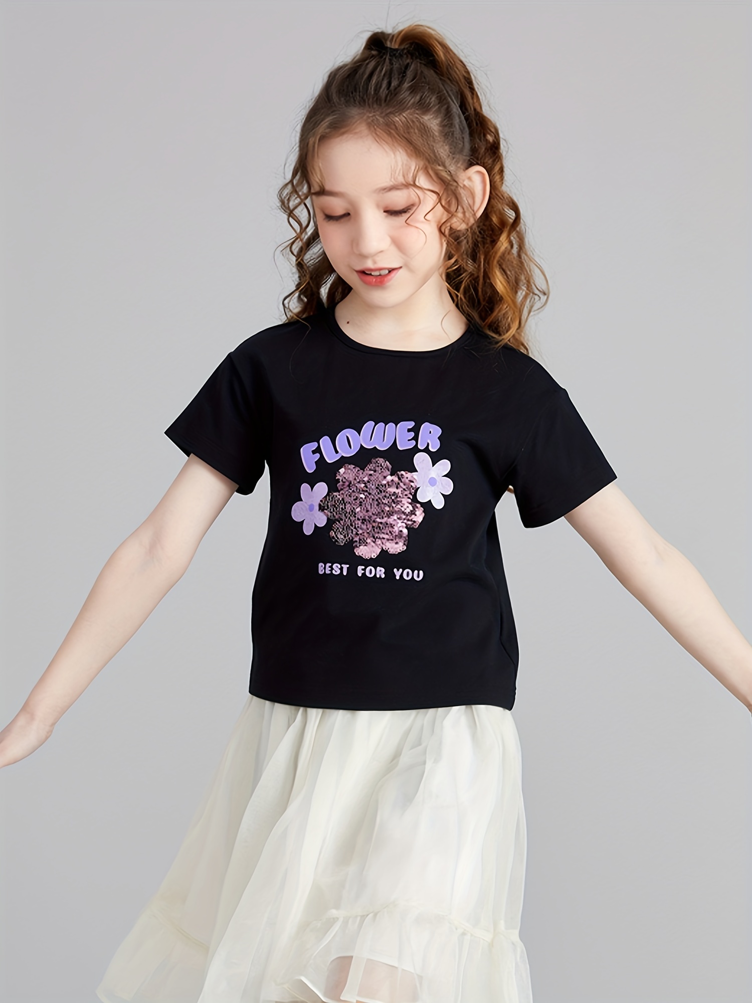 Chicas Daisy Flores Impresión Casual Camiseta Manga Corta Versátil Y  Inteligente Cuello Redondo Tee Para Niños Adolescentes, Idea De Regalo -  Temu