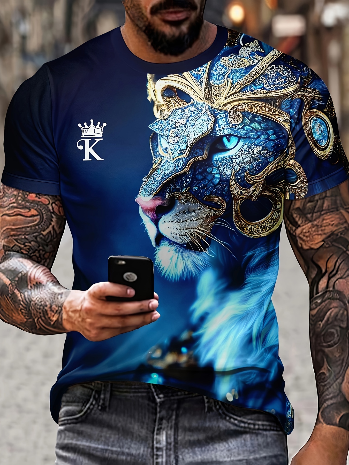 Tee shirt roi online lion homme