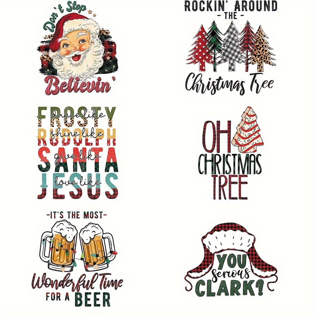 9PCS Christmas Girl Small Size Iron On Decals Thermal Transfer Stickers for  Clothing Sublimation Patches Iron On Transfer Designs Heat Press Vinyl for