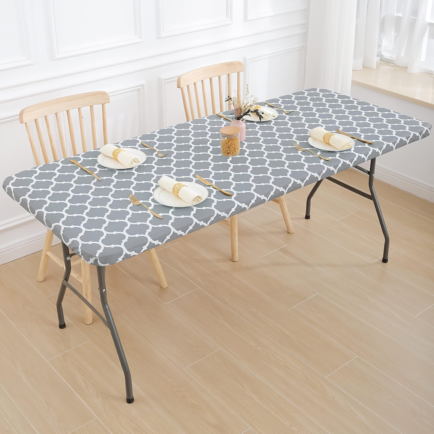  Mantel de licra para mesas de 4, 6 y 8 pies, mantel rectangular  elástico para mesa plegable : Hogar y Cocina
