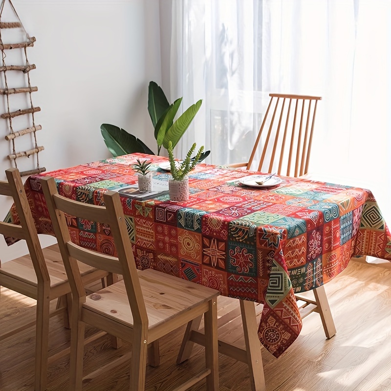 Mantel de mesa impermeable con estampado de Datura bohemio moderno