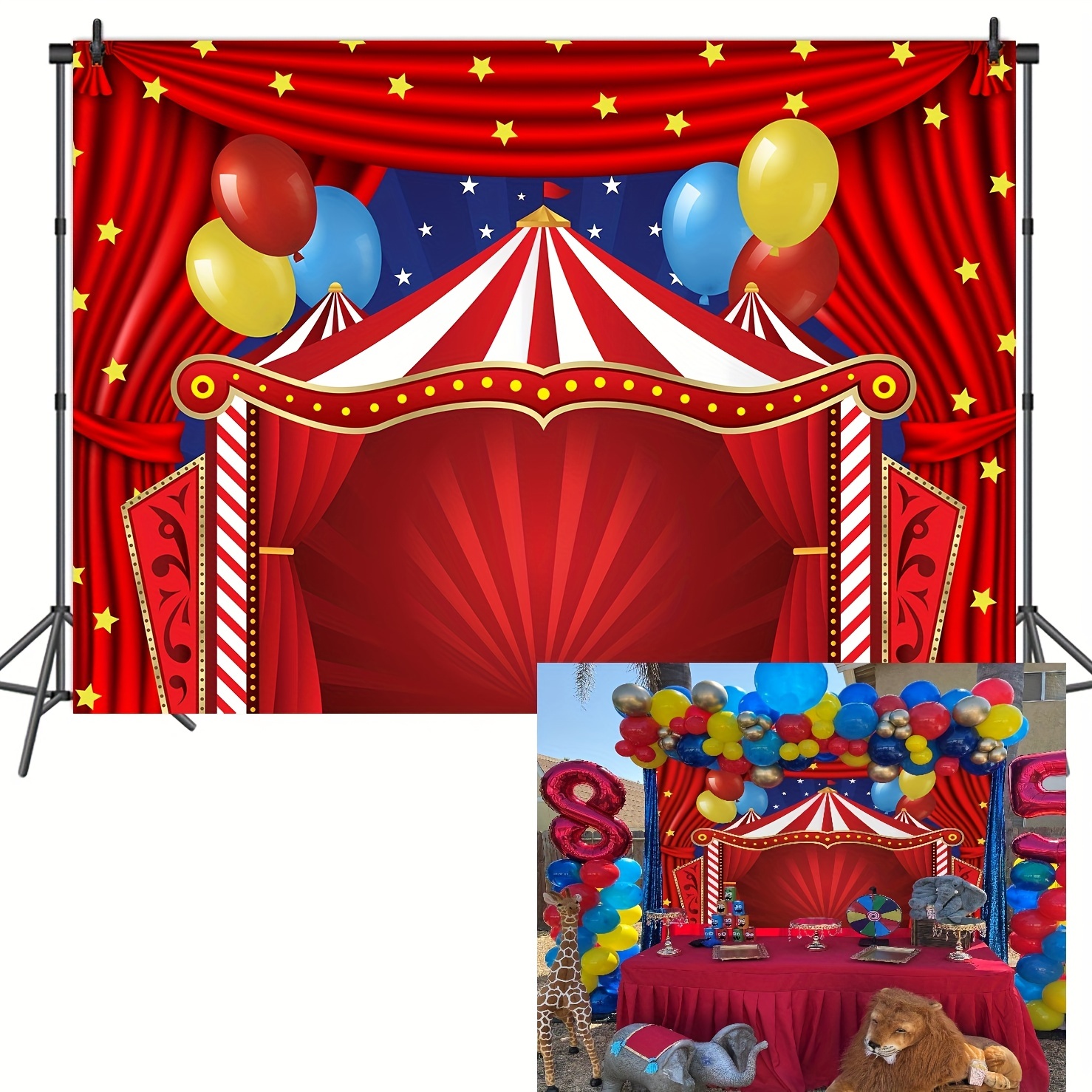 Fondo redondo para fiesta de Plim Plim, fondo circular, Payaso Plim,  decoración para estudio fotográfico de cumpleaños para niños, cubiertas de