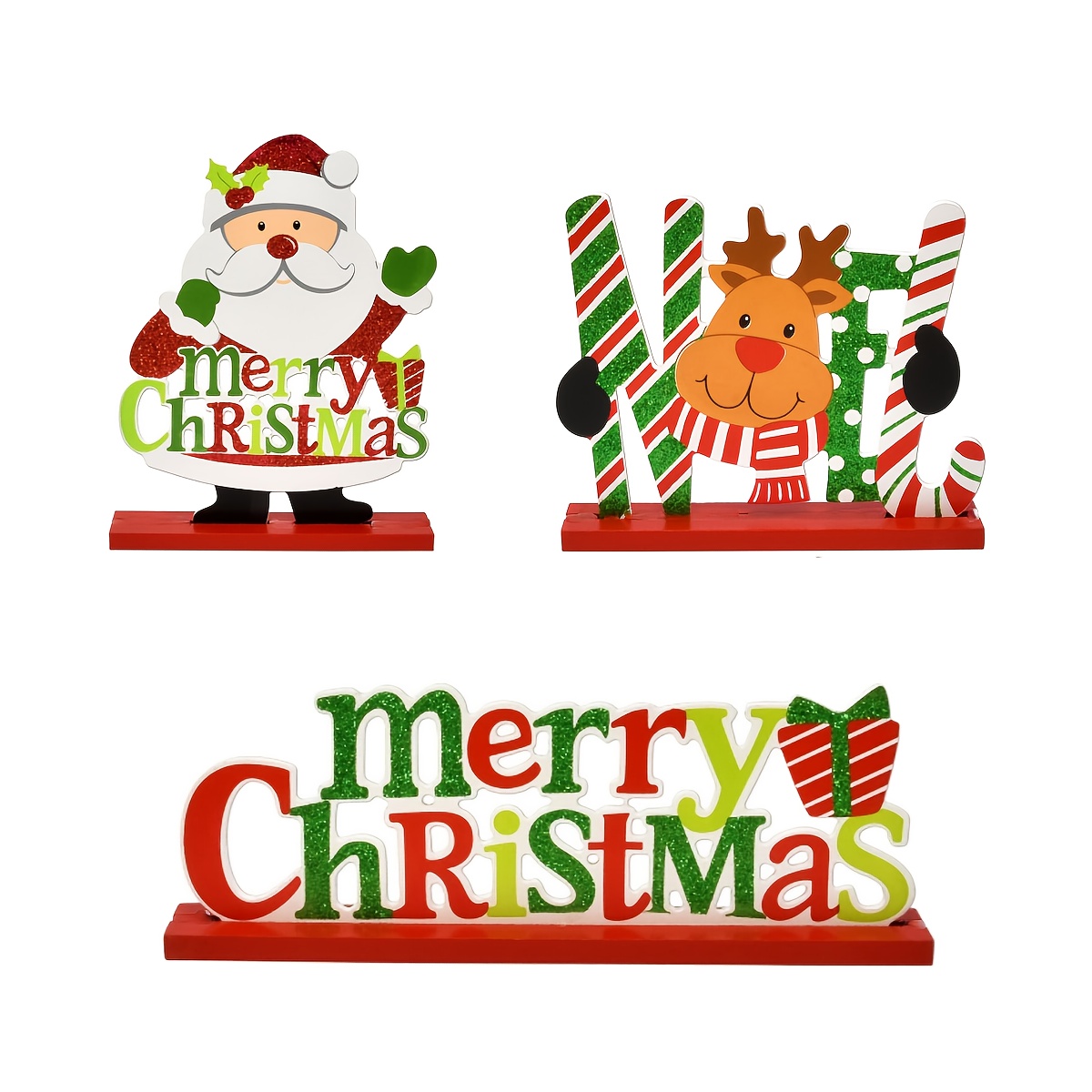 Christmas Straws Santa Claus Elk Deer Small Bell Plastic Straw Food Grade  Reusable Christmas Themed Holiday Party Decorations