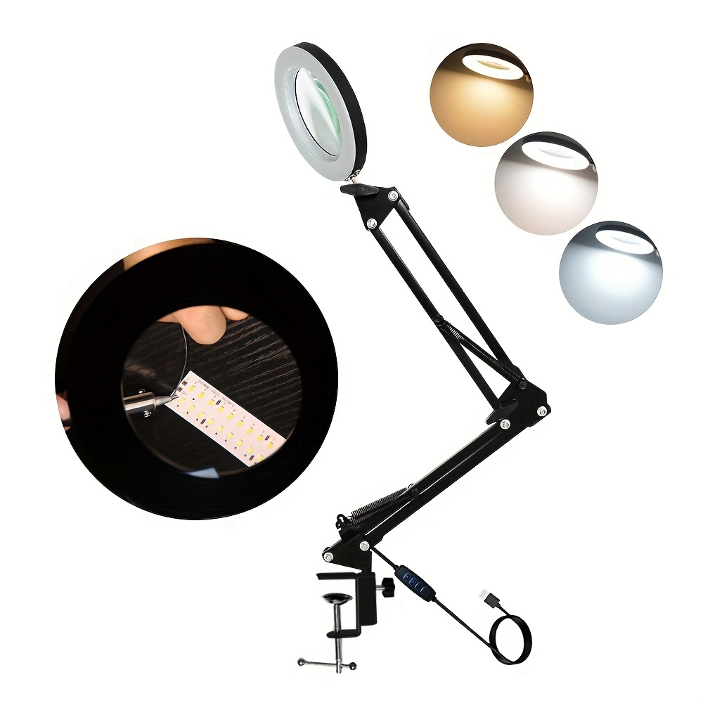 1pc Rechargeable Table Shaped Magnifying Glass With Light, Which Can Be  Worn By Standing On The Table Or Hanging Around The Neck