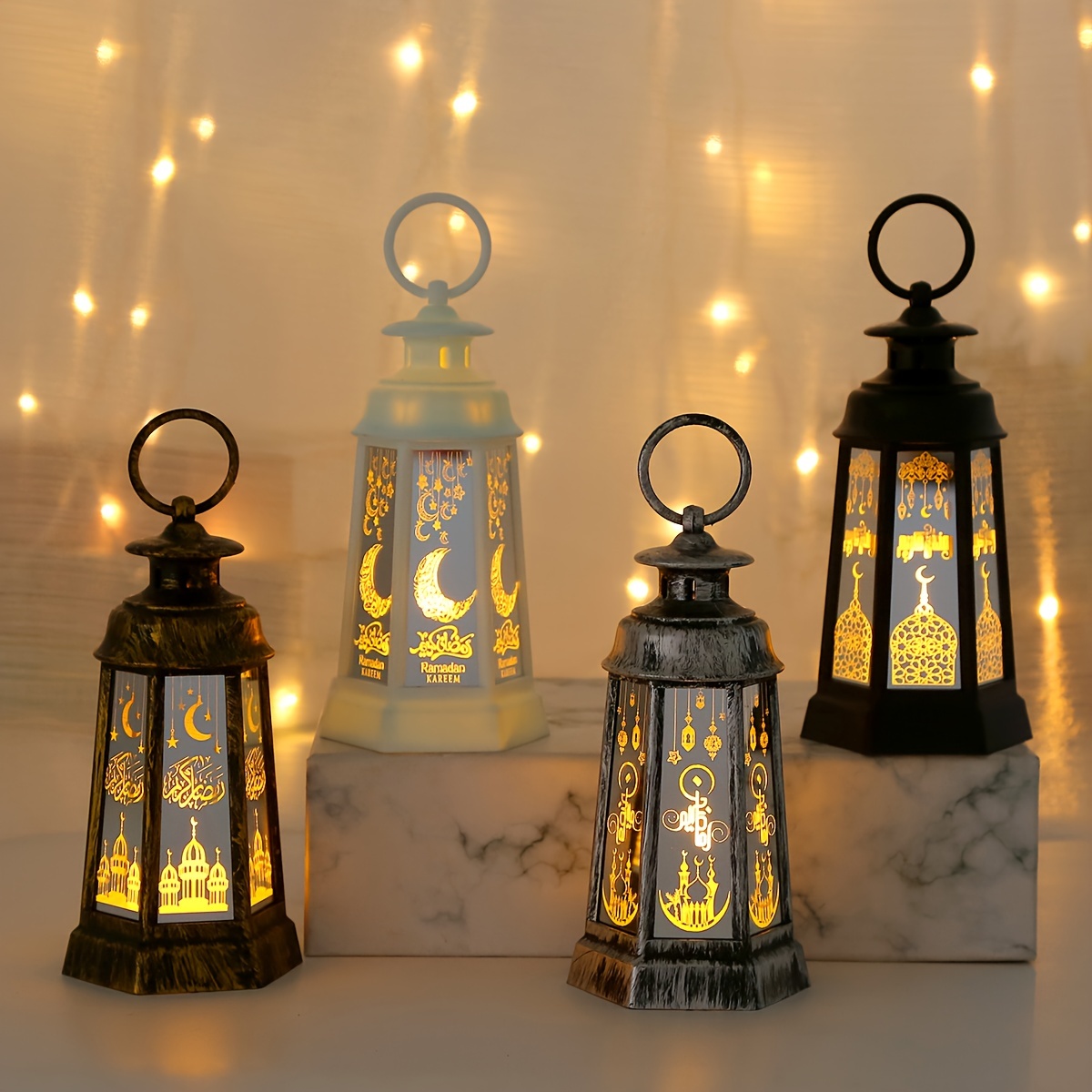 Ramadan Decorations Table Decor Lantern with Flickering LED Eid Mubarak  Lantern with LED Decorative Hanging Lantern