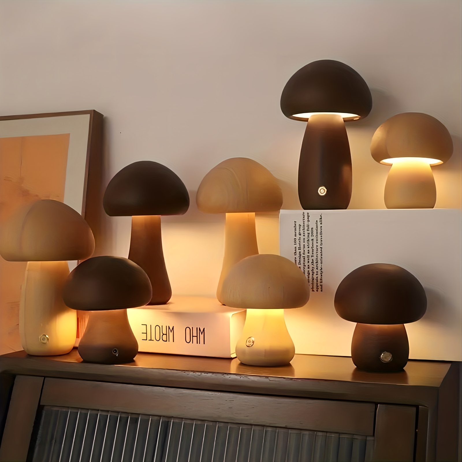 Orange dänische Pilz Tisch lampe Ornament Licht für Schlafzimmer