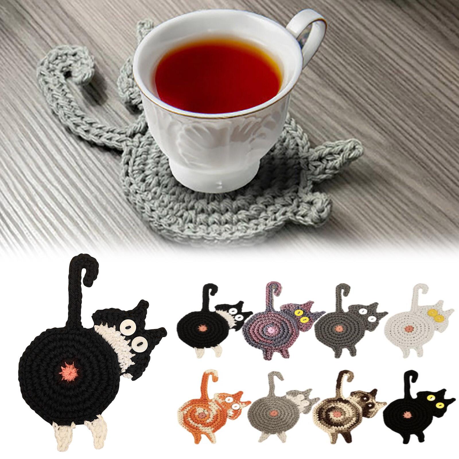 4 Pack Funny Cat Coaster for Drinks Absorbent, Cat Shaped Ceramic Drink  Coaster with Cork Base, Heat Resistant Coaster for Tabletop Protection,  Unique
