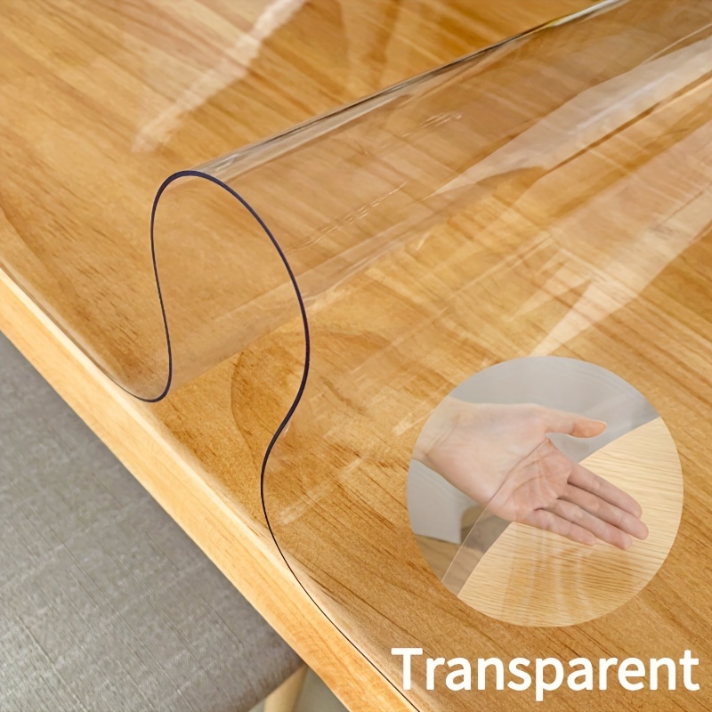 ANRO Pellicola protettiva per il tavolo, in PVC, trasparente, 2 mm,  rotonda, bordo dritto, 90°, dimensioni: 125 cm.