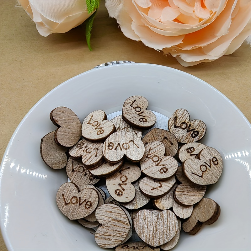 500pcs Rustic Wooden Love Heart Wedding Table Scatter Decoration  Crafts(Update Version)