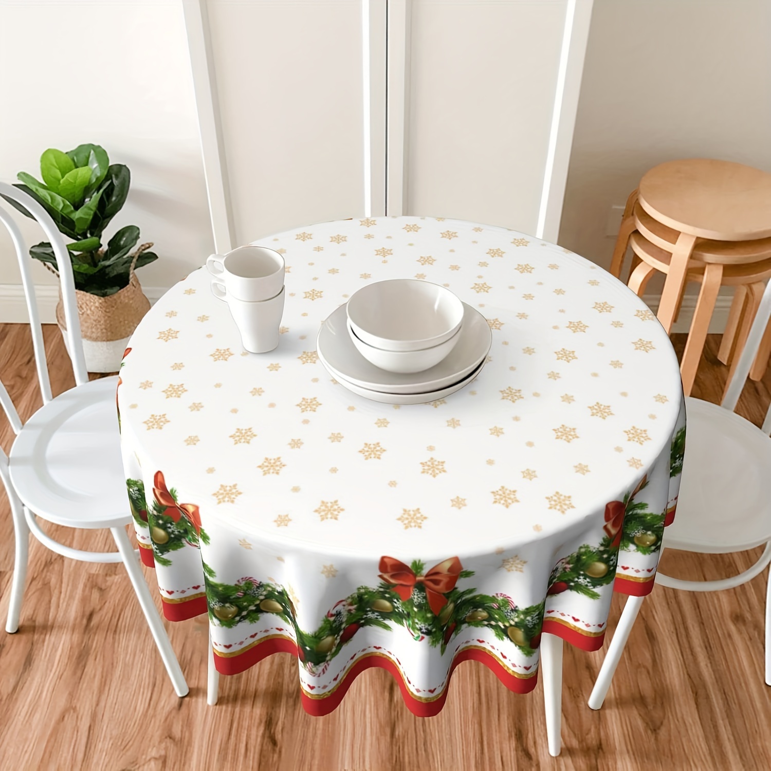 Polyester Tablecloth Nordic Retro Style Christmas Festival - Temu