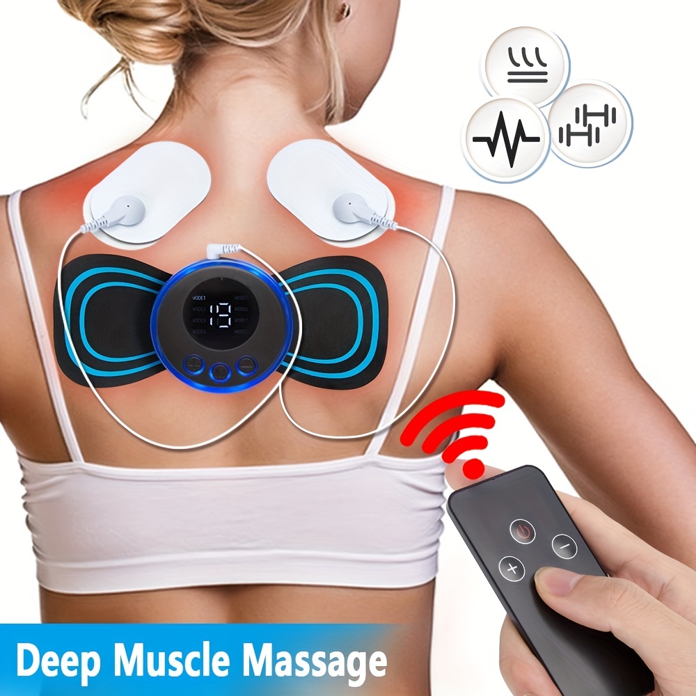 EMS Mini Neck Massager, Lymphatic Drainage Massager, Portable Mini Back  Massage Device for Neck Shoulder Back Waist, Remote Control with 8 Modes 19