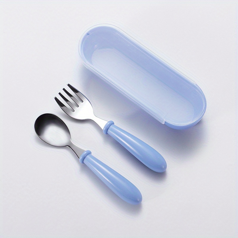 Toddler Cutlery Stainless Steel Baby Fork And Spoon Kids Cutlery Set With  Round Handle For Lunch Box, Safe Fork, Kids Spoon - Temu