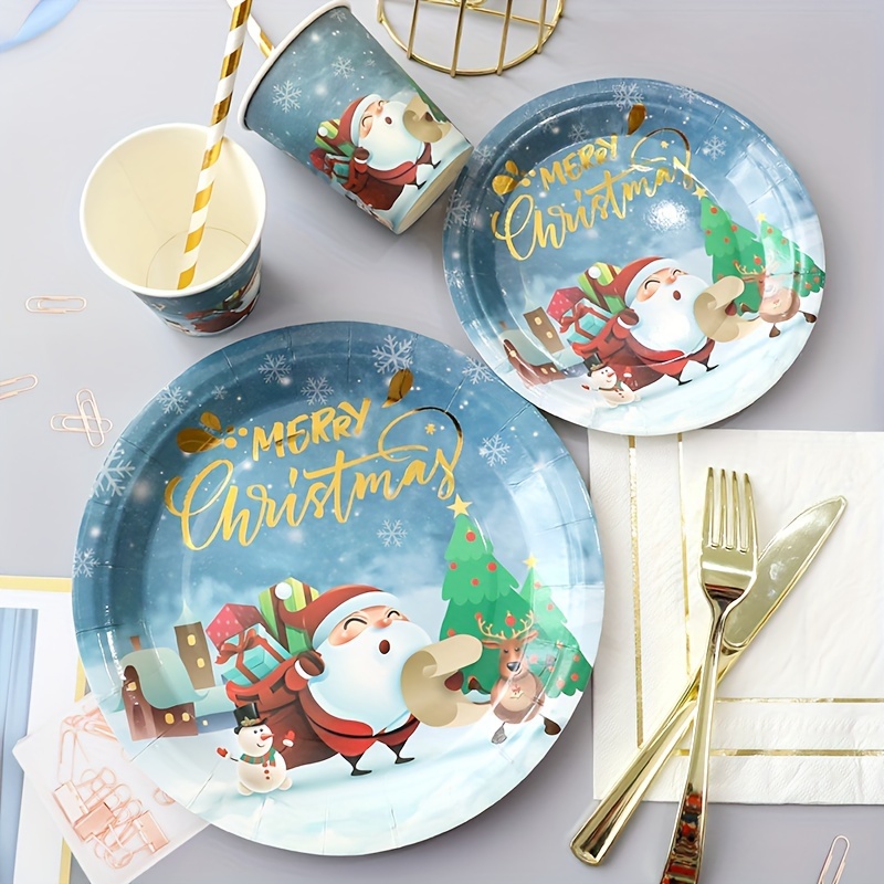 12pcs Christmas Plastic Cups Santa Belt Pattern Home Beverage Drinking Cup  Holiday Party Tableware and Party Supplies (Cups and Straw, 6pcs for Each)  