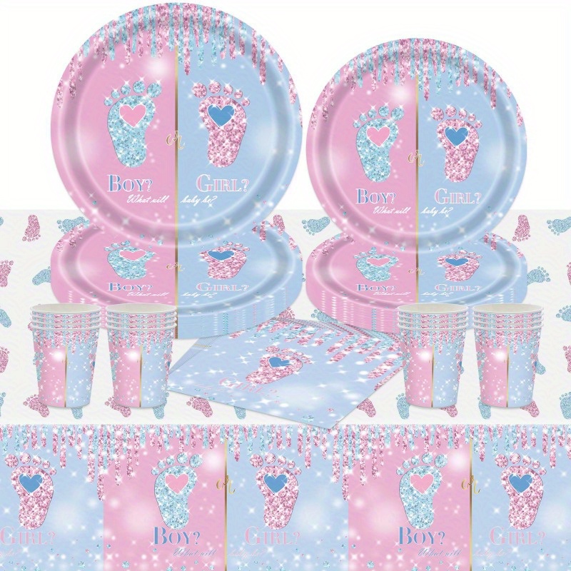  92Pcs Gender Reveal Decorations and Baby Box with Letters Set  Boy or Girl Gender Reveal Party Supplies Party Ideas Tablecloth Backdrop  Pink and Blue Balloons Baby Boxes with Letters Decorations Kit 