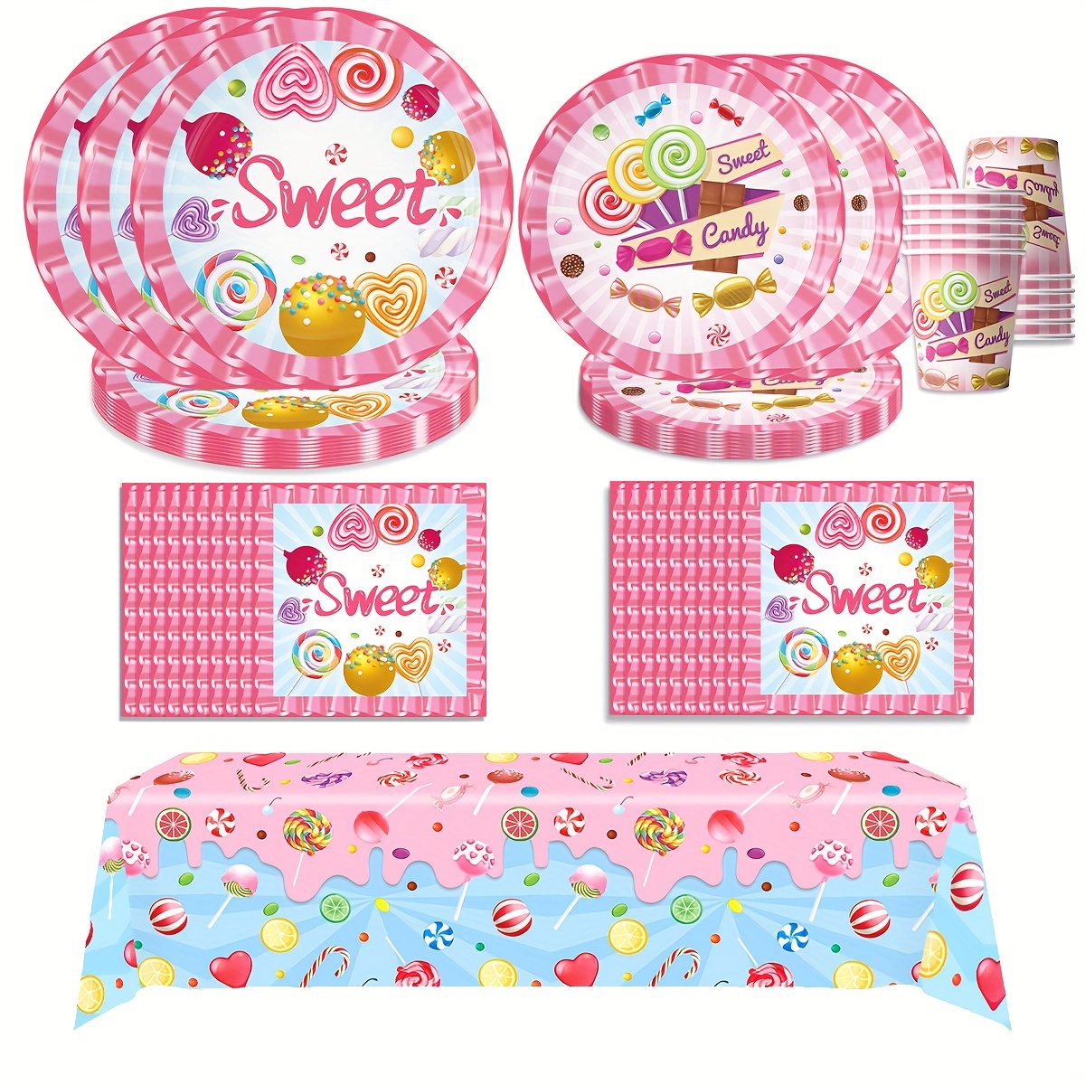 kit de accesorios para candy bar, mesa de dulces 7 piezas, ROSA