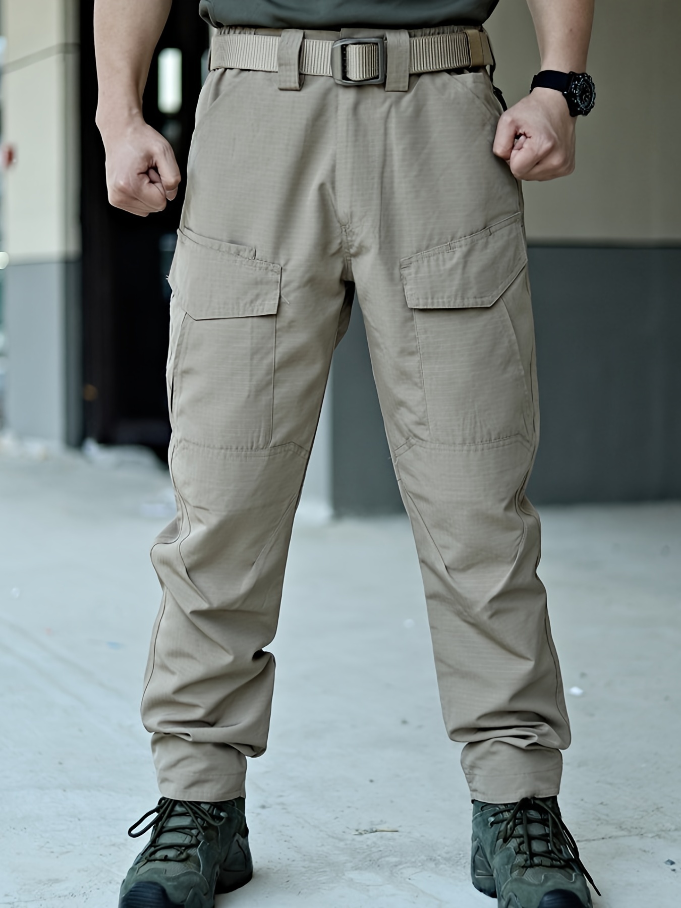 Men's Fleece Lined Cargo Pants Stretch Waterproof Winter Thermal Combat  Trousers