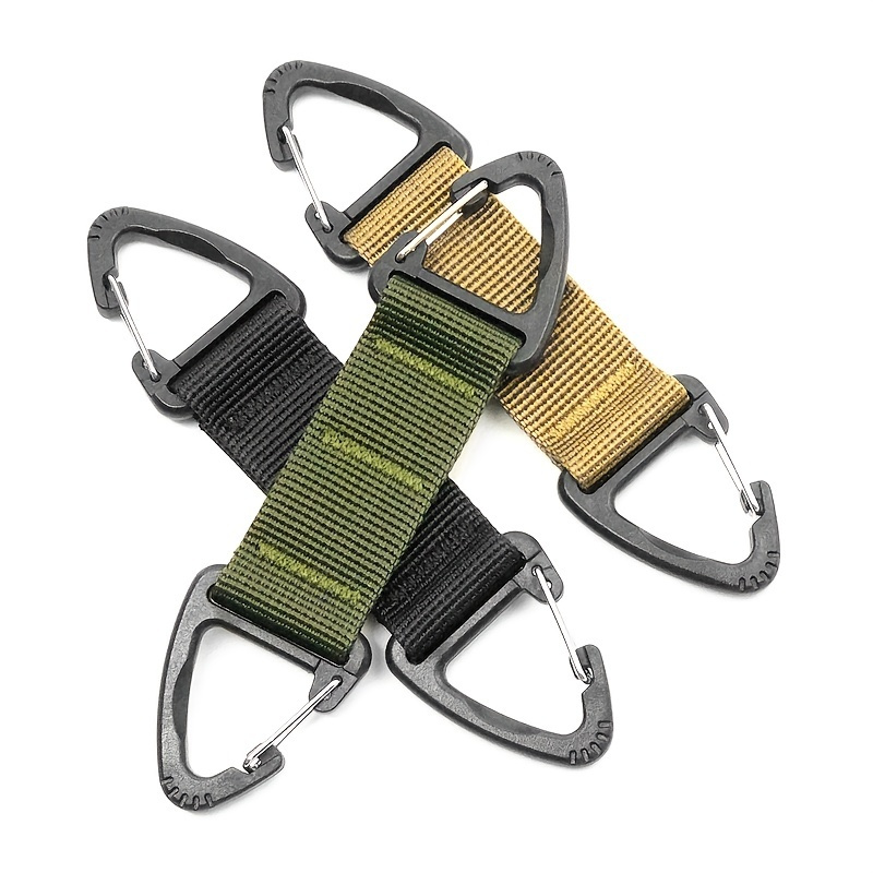 Porte-clé avec ruban en Nylon Molle tactique, pour sac à dos, randonnée,  Camping en plein air, Triangle, fermeture de sac de taille, boucle à crochet,  EDC Gear