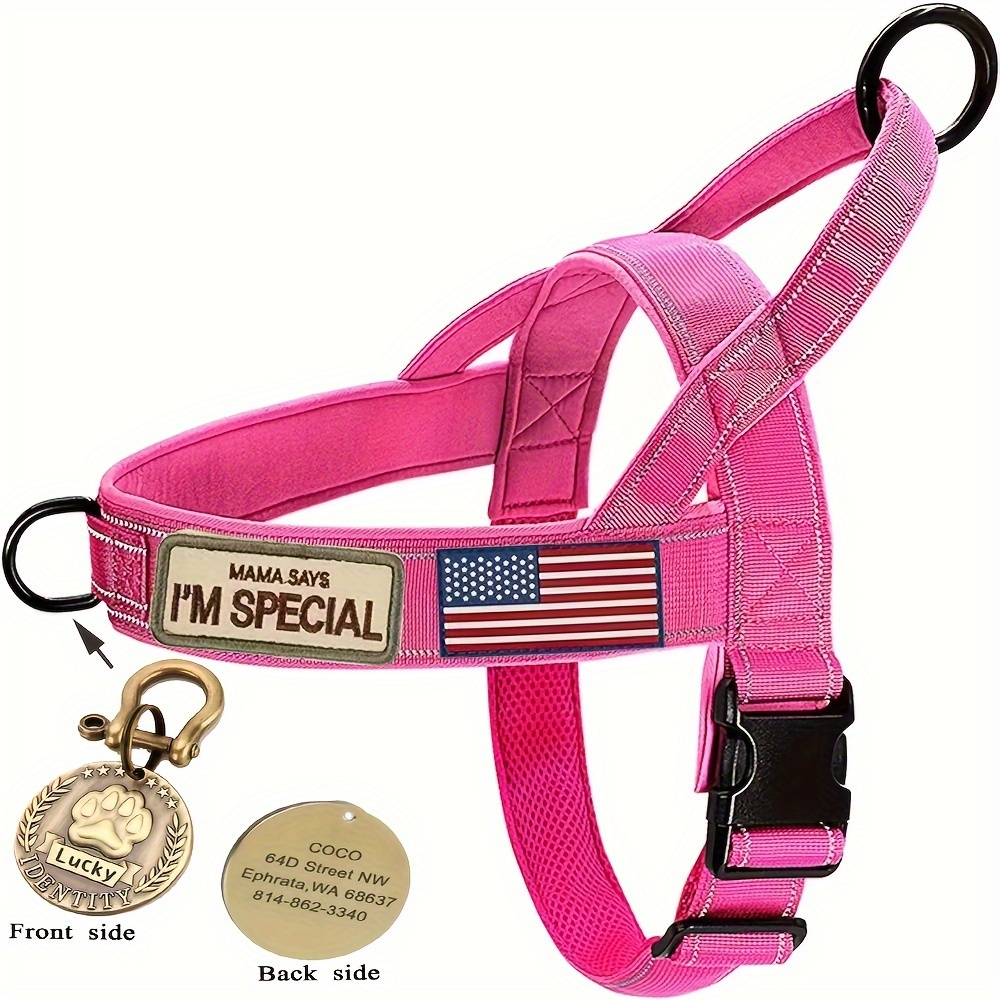 Personalized Dog Harness NO PULL Reflective Adjustable ID custom