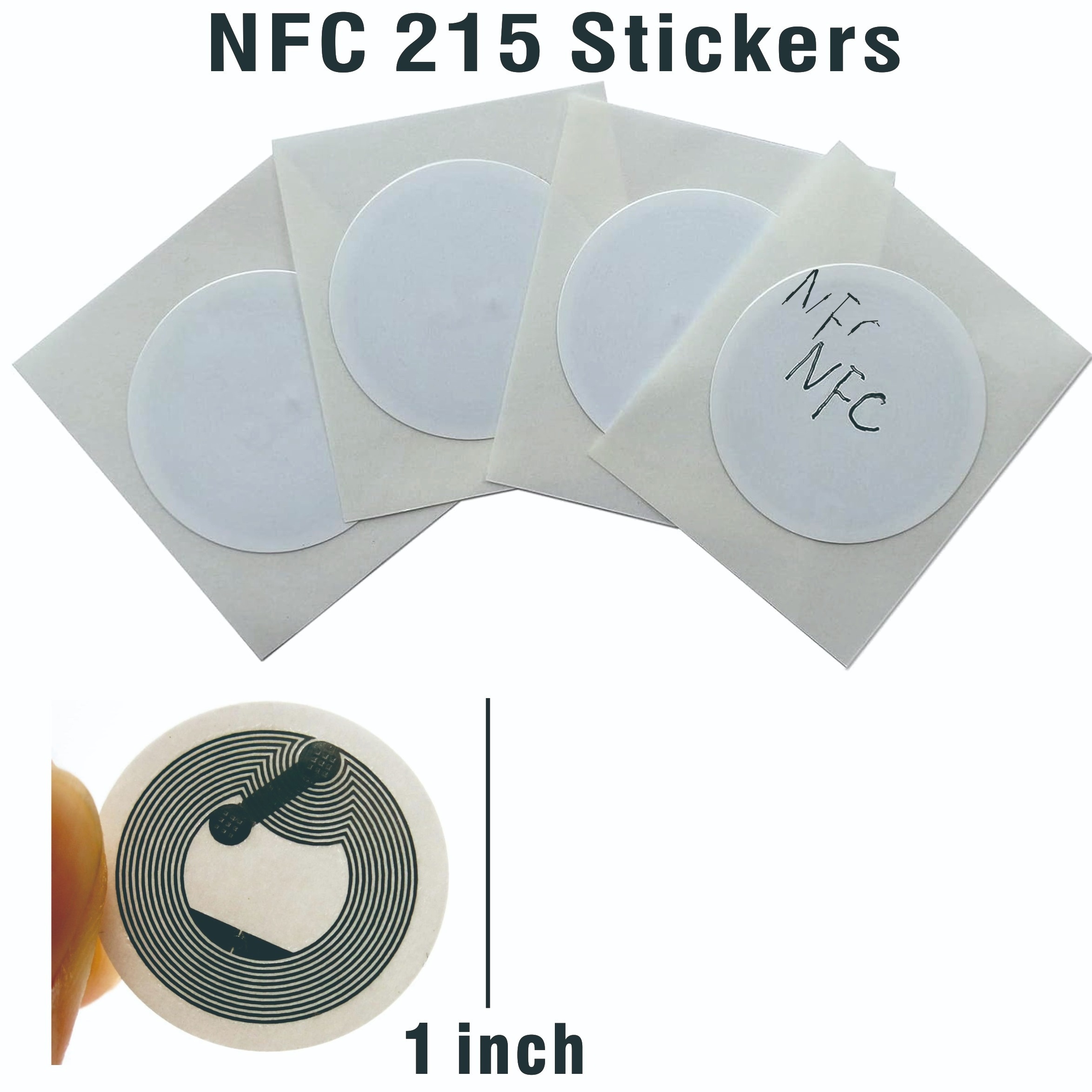 LINQS® NTAG213 Rewritable RFID/NFC Tag Sticker (Set of 5), Waterproof, 144 Bytes Memory