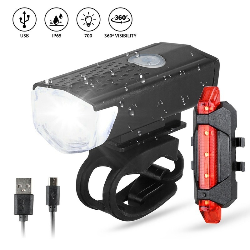 1 Set Rechargeable Bike Lights Set Waterproof Front And Tail Light For Safe Night Cycling Rotatable And Easy To Install Ideal For Mountain And Road Bikes