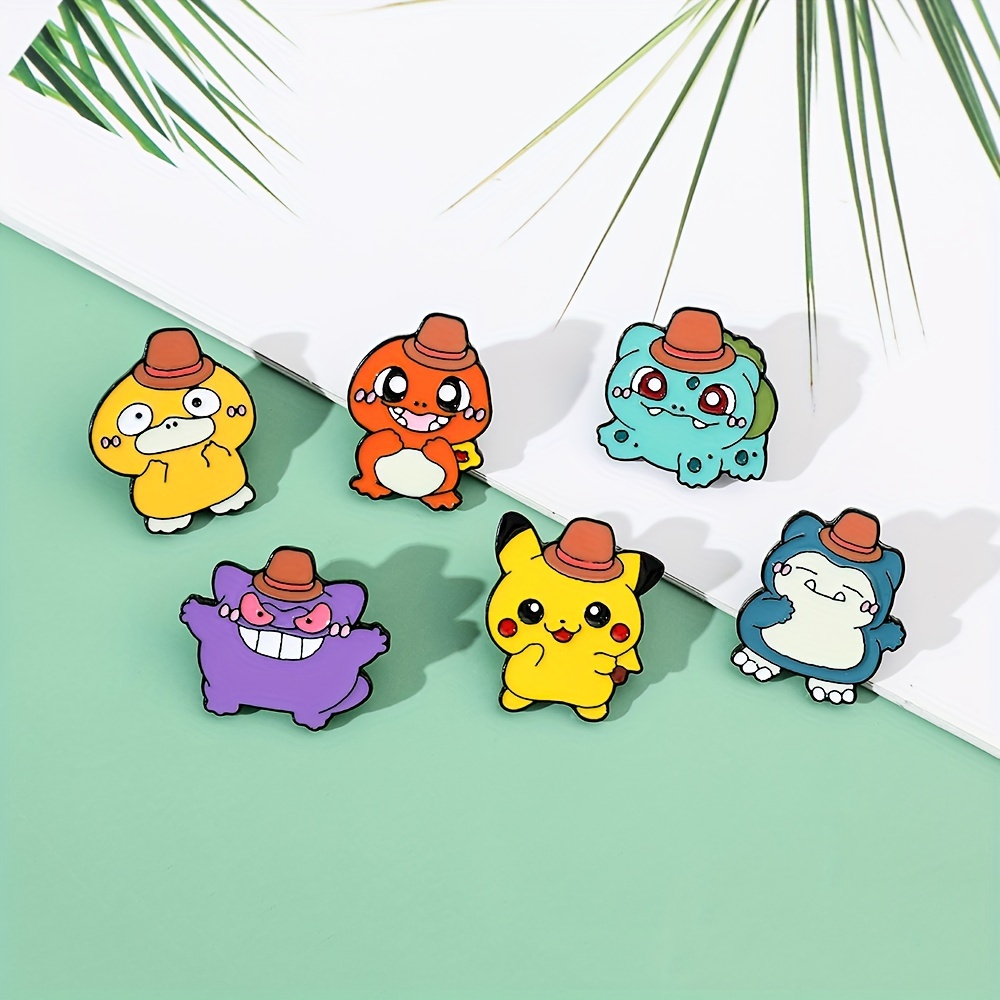 Funny Enamel Pins Gothic Pikachu Squirtle Alloy Brooches - Temu