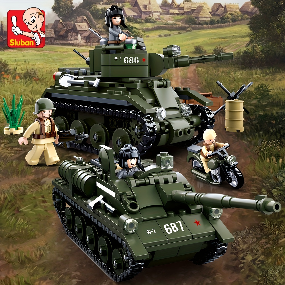 Sluban Military The King Tiger Heavey Tank 930pcs-AFOBRICK